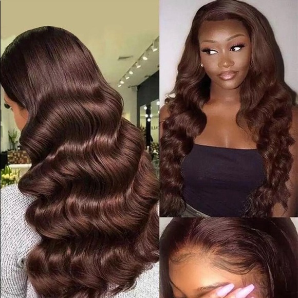 Chocolate Brown Brazilian Wavy Lace Front Wig